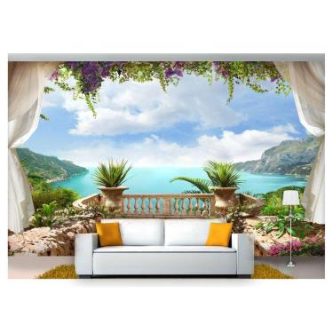 Imagem de Papel De Parede Paisagem Digital Varanda Praia  Dah17