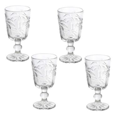 Imagem de Jogo 4 Taças De Vidro Tropical Palm Tree Tropical Cor Transparente Para água 310ml