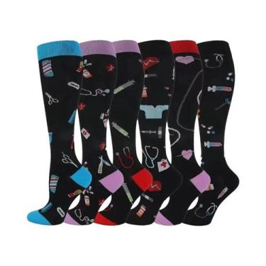 Imagem de Meias De Compressão Florais Com Estampa De Animais E Frutas, 6 Pares P