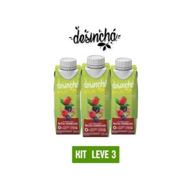 Imagem de Chá verde desinchá pra já frutas vermelhas 250ml -kit 3 unid