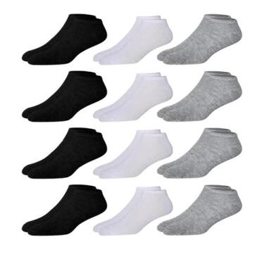 Imagem de Kit 12 Pares de Meias Cano Medio Meia Masculino e Feminino Para Trabal