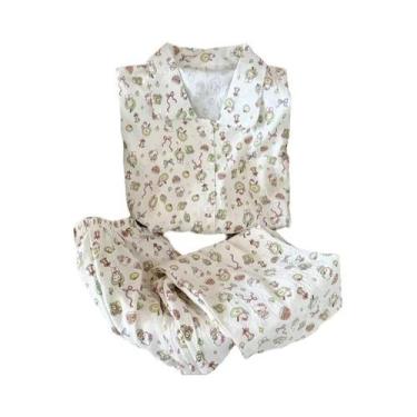Imagem de Conjunto De Pijamas Femininos Com Estampa De Ganso, Moda Coreana, Doce