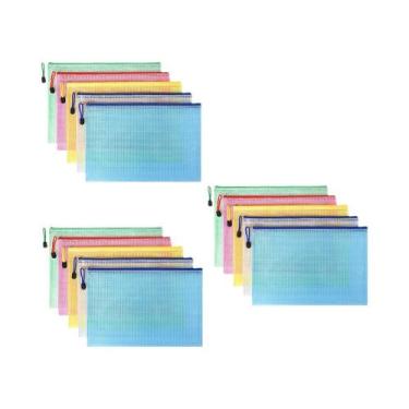 Imagem de Pasta De Armazenamento De Papelaria A4 A5 A6, Bolsa De Malha Com Zíper