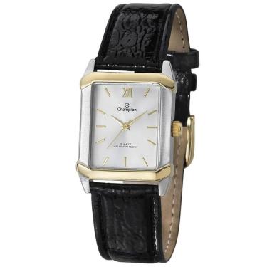 Imagem de Relógio Champion Feminino Ref: Ch22751s Retangular Clássico Bicolor