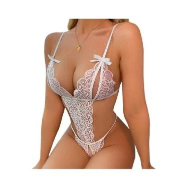 Imagem de Conjunto De Pijama Sexy Feminino Com Renda E Decote Profundo, Sutiã Ab