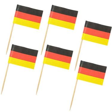 Imagem de Espeto Bandeira Alemanha 50 un Bambu 6,5cm Decoração para Festas e Pet