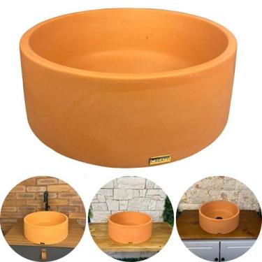 Imagem de Cuba de Apoio para Banheiro Redonda Terracota Concreto Lavabo Creatti