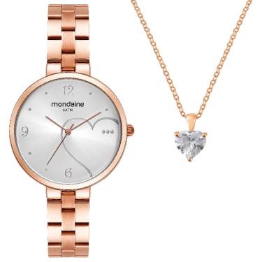 Imagem de Relógio MONDAINE KIT feminino coração rosê 32501LPMKRE3K1