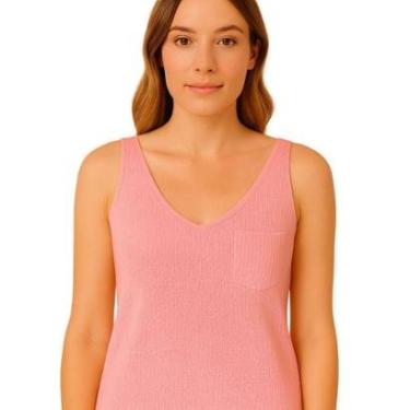 Imagem de Regata Vih Triny Feminina Básica com Bolsinho em Tricô Fang Casual-Feminino