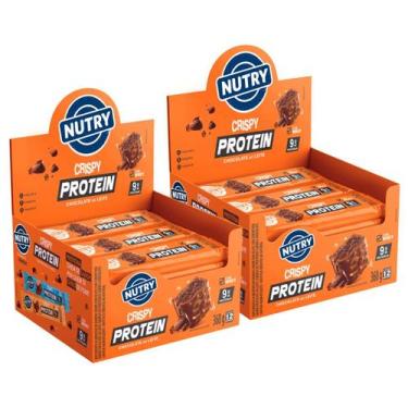 Imagem de 2x Barra de Proteínas Nutry Crispy Protein Chocolate ao Leite 12 Unida