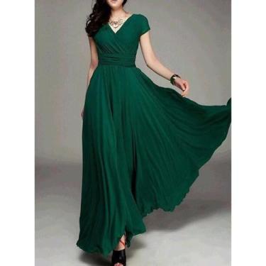 Imagem de Vestido De Praia Boho Sexy Para Mulheres, Manga Curta, Decote Em V Pro