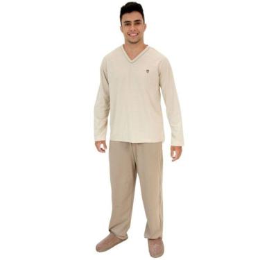 Imagem de Pijama Masculino Conjunto Calça e Blusa Manga Longa Malha Algodão Puff