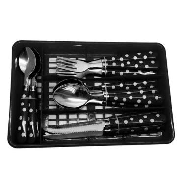Imagem de Conjunto Talheres e Gaveteiro (17PCS) preto Wincy - Presto