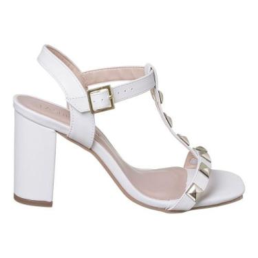 Imagem de Sandalia Tachas Salto Alto Grosso Bloco Social Elegante Moda - Fashion
