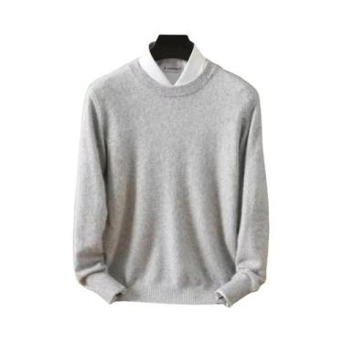 Imagem de Suéter Masculino De Tamanho Grande 100% Cashmere De Vison Puro, Gola R