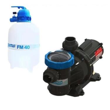 Imagem de Kit Para Piscina Sodramar Bomba BM 50 1/2cv Monofásico 127/220V + Filt