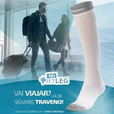 Imagem de Meia Panturrilha Suave Compressão Sigvaris Traveno Unissex Preta, PP