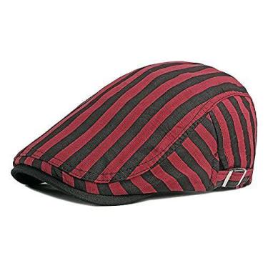Imagem de Boina masculina listrada estilo britânico, chapéu vintage para homens,