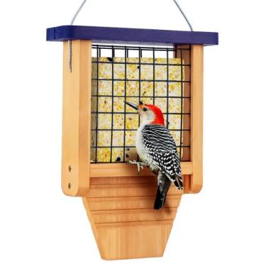 Imagem de Comedouro de Suet para Pássaros Gbekery em Madeira com Apoio para Caud