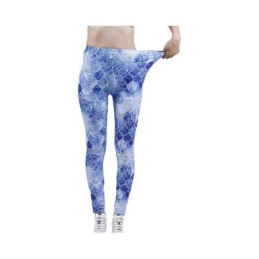 Imagem de Leggings Femininas Com Estampa Floral De Cintura Alta, Jeggings Elásti