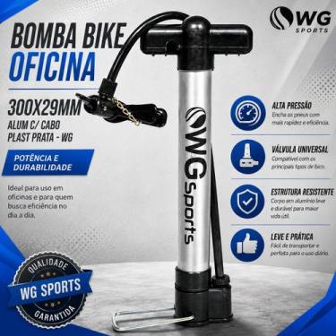 Imagem de Bomba Bike Oficina 300X29MM Alum C/ Cabo Plast Prata - WG - WG Sports