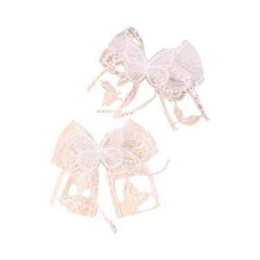 Imagem de Presilhas De Cabelo Florais Com Laço Para Meninas, 2 Peças, Acessórios