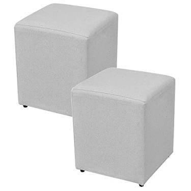 Imagem de Kit 02 Puffs Quadrado L02 Decorativo Sala de Estar Linho Cinza - Lyam Decor