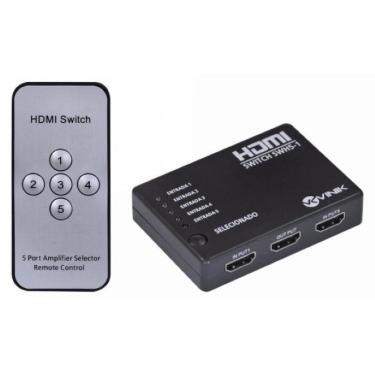 Imagem de Switch HDMI com 5 Entradas - com Controle Remoto - Suporte a 3D e Full HD - Vinik SWH5-1