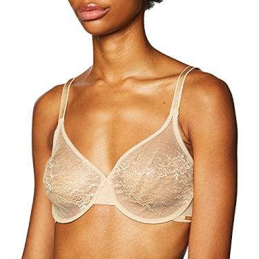 Imagem de Gossard Sutiã feminino transparente de renda brilhante, Bege (nude), 34DD