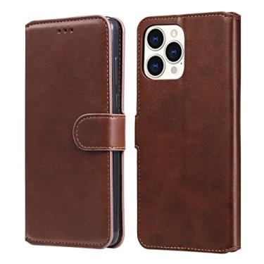 Imagem de LAHappyL Capa carteira para iPhone 13 Pro Max/13 Pro/13/13 Mini, capa protetora de couro PU com porta-cartões [capa de TPU macia] capa de telefone fólio para homens e mulheres, marrom, 13 de 6,1 polegadas