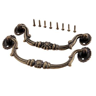 Imagem de Vintage punho retro de madeira jóias alças puxa o armário de gaveta do botão armário armário cozinha hardware 2 tamanhos grandes/pequenos YYDFPIIA (Color : Hole spacing 90mm)