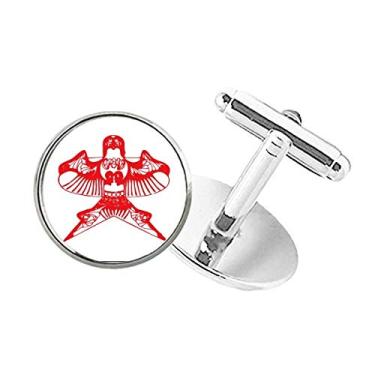 Imagem de DIYthinker Abotoaduras Kite Chinese Traditional Culture Paper Cutting Round Button Cuff Clip
