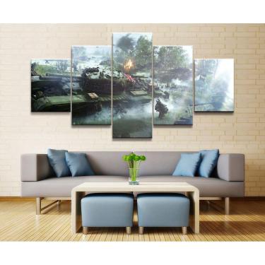 Imagem de Quadro Decorativos Battlefield com 5 peças 130x65 m13