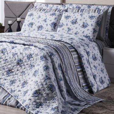 Imagem de Colcha Cobre Leito Cama Casal Queen Dupla Face Mynokos 3 Pcs