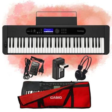 Imagem de Kit Teclado Casio Musical Ct-S400 Bluetooth Capa Vermelha E Fone