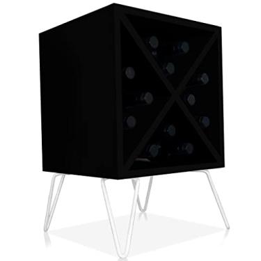 Imagem de Suporte Adega De Vinho Santiago Madeira MDF 12 Garrafas - Branco Preto