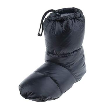Imagem de B Baosity bota de plumas à prova d'água, chinelo quente para uso interno, ganso branco, meias quentes de inverno para acampamento, barraca, botas de pé para homens e mulheres, Preto, Large