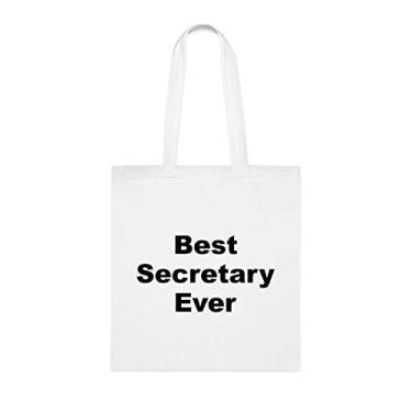 Imagem de Bolsa tote secretária, bolsa de mão Best Secretary Ever Tote bag, presente de secretária, presente para secretária, bolsa de ombro secretária, bolsas reutilizáveis, ideia de de Natal, Branco