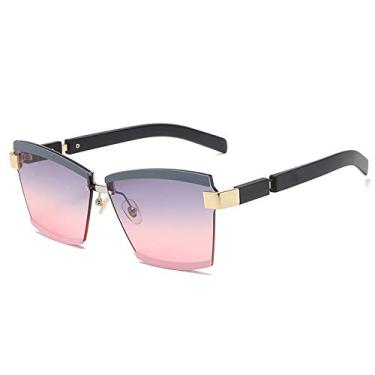 Imagem de Óculos de sol de luxo sem aro quadrado designer masculino feminino tons de moda uv400 óculos vintage, 3, china