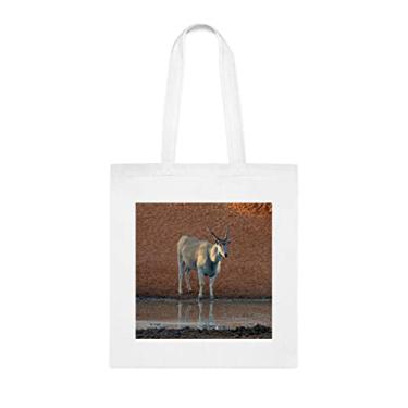 Imagem de Eland, Eland Tote Gift, Eland Bolsa de ombro Eland, Eland, Sacolas reutilizáveis Eland, Ideia de presente de cesta de Natal de aniversário, presente para ela, presente para ele, bolsa feminina, Branco