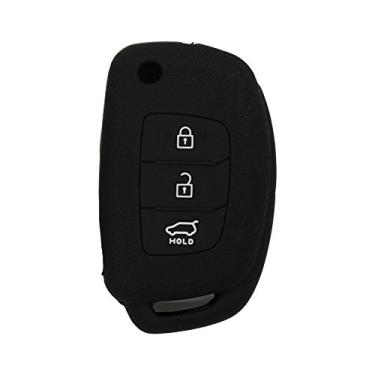 Imagem de SEGADEN Capa protetora de silicone padrão granular compatível com Hyundai ix45 Santa Fe Accent 3 botões Flip Remote Key Fob CV4111SEGADEN preto CV4111BK