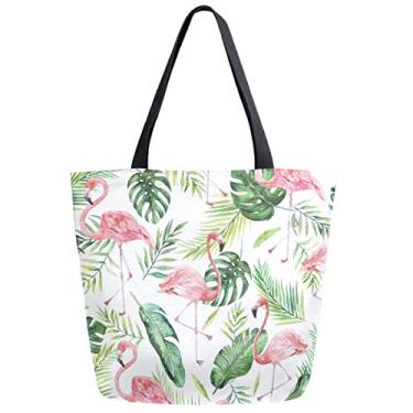 Imagem de ZzWwR Bolsa de ombro extragrande com estampa realista chique para praia, viagem, fim de semana, academia, compras de supermercado, Flamingo, 20x15", Casual