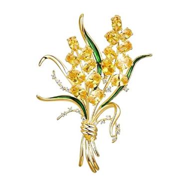 Imagem de KIZQYN Broche feminino lindo broche feminino em forma de trigo broche terno corpete decoração xale pino fivela acessório de fantasia