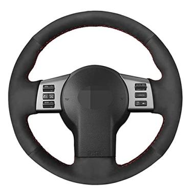 Imagem de Capa de volante de carro de couro confortável antiderrapante costurada à mão preta, apto para Nissan 350Z 2003 a 2009 Infiniti FX FX35 FX45 2003 a 2008