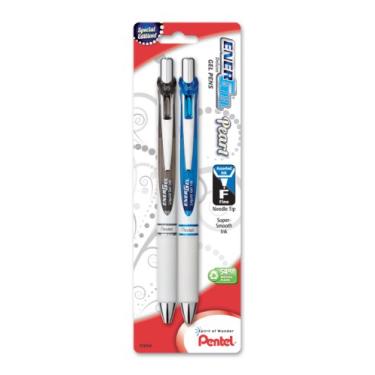 Imagem de Pentel Caneta de gel líquido ENER-GEL Pearl Deluxe RTX, 0,5 mm, linha fina, ponta de agulha (BLN75WBP2AC)
