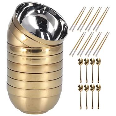Imagem de Aqur2020 Kit de utensílios de mesa, conjunto de colheres de tigela de aço inoxidável 304 para restaurantes para hotéis para casa (ouro)