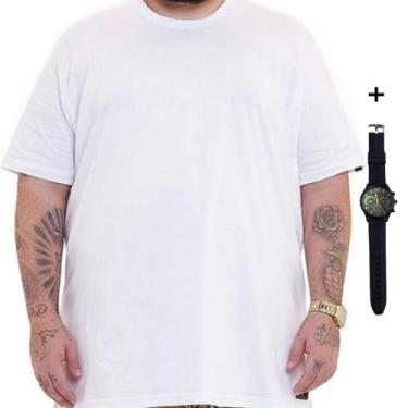 Imagem de Camiseta Masculina Plus Size 100% Algodão + Relógio Masculino - Sna Es
