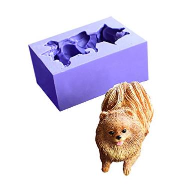 Imagem de Moldes de silicone para cães fofos moldes para fondant de chocolate, moldes de sabonete para cães Runloo 3D moldes de vela da Pomerânia