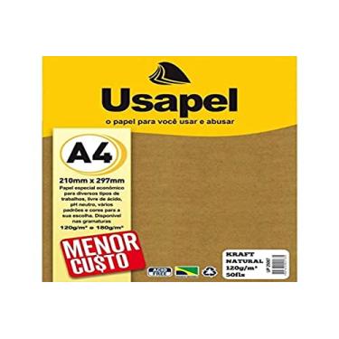 Imagem de Papel Kraft, Usapel, 25067, Natural, A4, 120 Gramas, Marrom, 50 Folhas