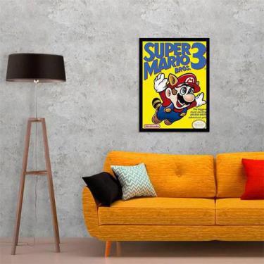 Imagem de Quadro Decorativo Super Mario Bros 34X23cm - Moldura Branca - Quadros